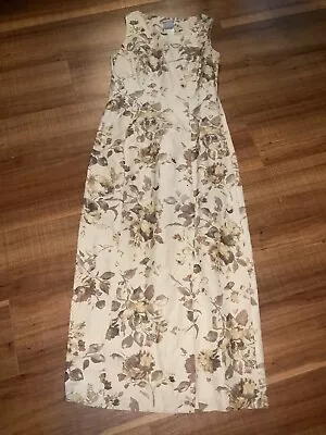 Vintage Laura Ashley Womens 8 Dress Long Silk Linen Blend Floral • $24.99