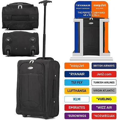 Lightweight Cabin Bag Roller Wheel Trolley Hand Luggage Suitcase Ryanair Easyjet • £16.99
