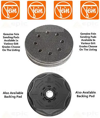 Genuine 115mm Fein 16 Pack Multi Tool Sander Discs Choose Grade Or Backing Pad • £14.35