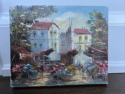 Vtg Original Oil Or Acrylic Painting Mexican Village Marketplace 10” X 8.25” • $14.99