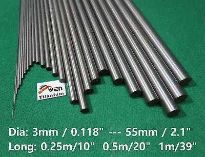 Grade 5 Titanium Round Bar ( Dia 3mm -- 55mm ) Metal Ti-6al-4v Gr.5 Alloy Rods • £139.20