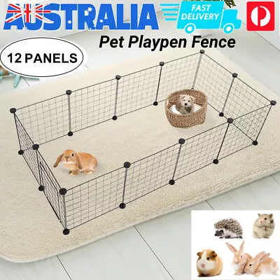 Pet Pet Dog Playpen Enclosure Cage 12 Panel Puppy Foldable Metal Fence Play Pen • $27.45