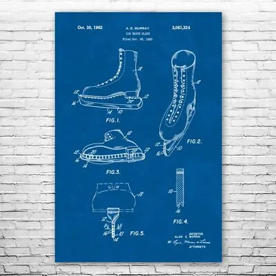 Figure Skate Patent Poster Print 12 SIZES Ice Skate Decor Gym Art Sports Gifts • $15.95