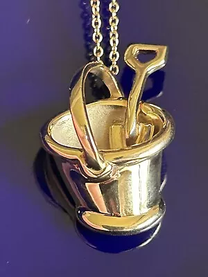 Tiffany & Co 18K Yellow Gold Bucket Shovel Charm Pendant Necklace Extremely Rare • $1.54