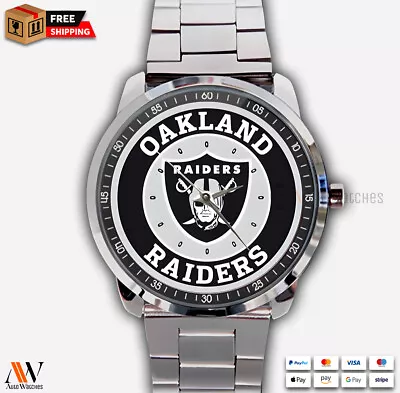 Oakland Raiders NFL Football Team Quartz Watch Men's Wristwatches • $22.99