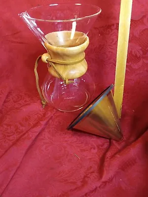 Vintage Chemex Pyrex  GOLD FILTER  Pour Over Coffee Maker Carafe Collar USA NEW • $41.46
