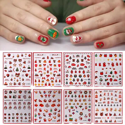 3D Nail Art Stickers Christmas Santa Snowman Water Decals Decoration Girls Gifts • $0.73