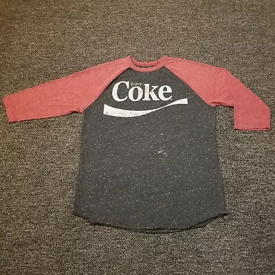 Coca Cola Shirt Womens Small Gray Enjoy Coke Graphic Raglan 3/4 Sleeve Soda Tee • $7.99