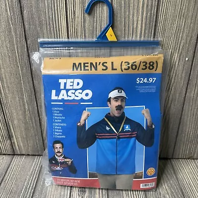 NEW Ted Lasso Halloween Costume Men's Medium 32/34 Jacket Visor Mustache Whistle • $17.99