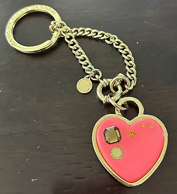 MARC JACOBS Mark By Marc Jacobs Pink Heart Crystal Gem Keychain Bag Charm Gold • $34.99