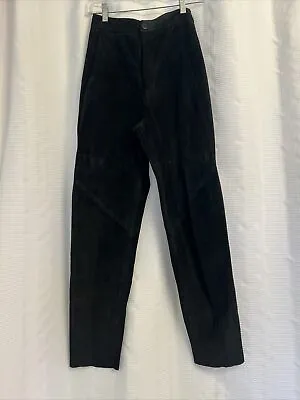 Vintage Ann Taylor Womens Size 4 Black Suede Leather High Waist Trousers • $9.99