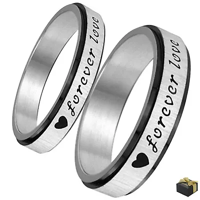 2pcs Men Women Stainless Steel Forever Love Wedding Promise Ring Set Valentine • $12.99