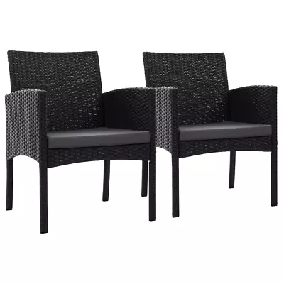 Set Of 2 Outdoor Bistro Chairs Patio Furniture Dining Chair Wicker Garden Cushio • $151.95