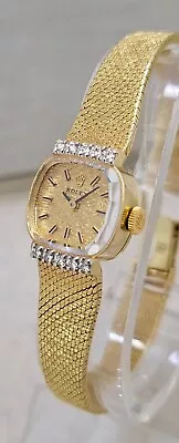 Rolex Ladies 14k Solid Gold Bracelet Watch With Diamond Bezel Orig Band C. 1950s • $2995