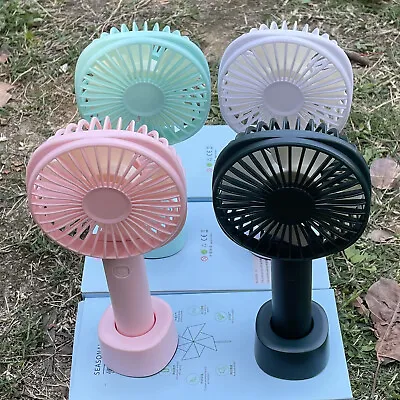 Portable Mini Hand-Held Small Desk Fan 3 Speed Cooler Cooling Usb Rechargeable • £7.99