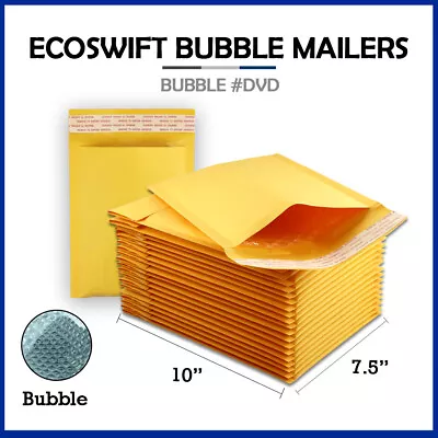 1 #0 7.5x10  EcoSwift  Brand Kraft Bubble Mailers Padded Envelope DVD 7.5 X 10 • $2.68