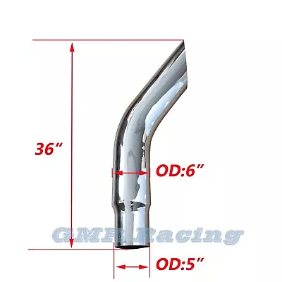 Chrome 6 -5 OD X36  Length Tailpipe Bull Horn Exhaust Stack Pipe Truck Tube New • $100.70