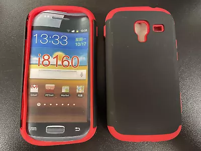 Samsung Galaxy Ace 2 I8160 Shockproof Case Tough 2 Piece Silicone Red/Black • £1.99