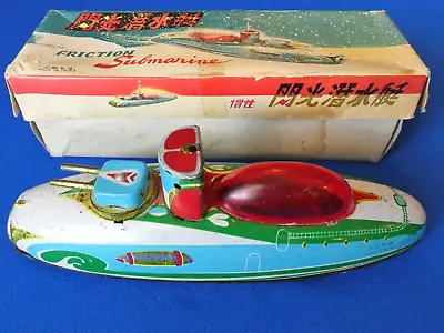 Vintage Tin Litho Friction Toy Submarine In Box - Mf964 • $19.95