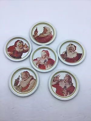 Coca Cola Santa Claus Coaster Set Of 6 Metal 1980s Vintage • $7.50