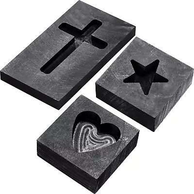 3 Pieces Heart Star Cross Graphite Casting Ingot Mold Metal Refining Scrap Moul • $23.74