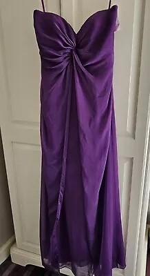 Strapless A Line Purple Chiffon Formal Prom Bridesmaid Dress With Corset Back • £40