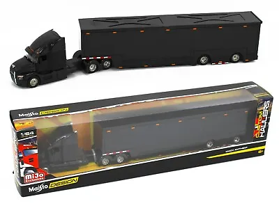 1:64 MAISTO DESIGN *BLACK* Mack Anthem Semi Truck & Race Car Trailer *NIB* • $31.99