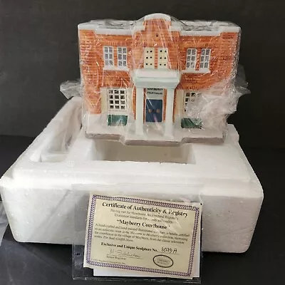 Hawthorne Village Lighted Mayberry Courthouse With Flag Wreath COA Mint In Box • $119.99