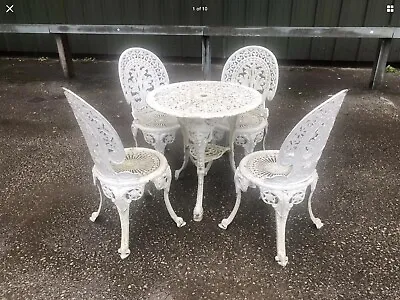 £250 • Buy Vintage Cast Aluminium Garden Table And 4 Chairs