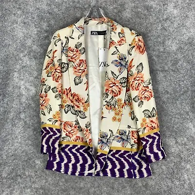 Zara Blazer Womens Medium Floral Print Oversized Open Front Jacket NWT • $49.99