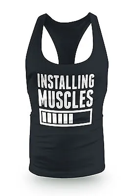 New Installing Muscles Stringer Racer Bodybuilding Low Scoop Y Back Gym Top Vest • £9.99
