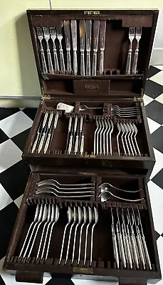 Vintage Canteen Of Cutlery Mappin & Webb 6 Place Settings In Box With Keys. • £250