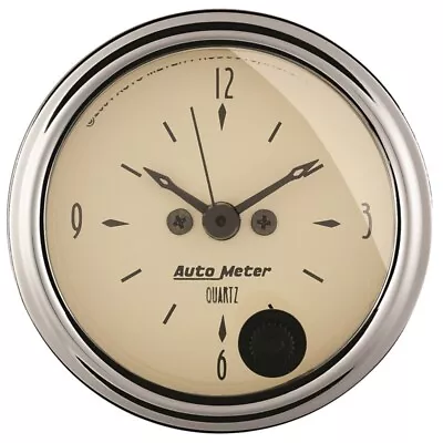 Autometer 2-1/16 Inch 12 Hour Analog Antique Beige Clock • $138.35
