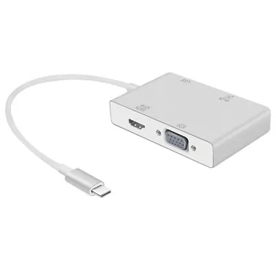 $19.99 • Buy 4 In 1 USB-C Type-C To 4K HDMI VGA DVI Converter USB 3.0 Port Hub Adapter Cable