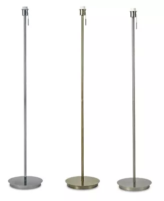 Traditional Floor Lamp Round Flat Base Switched Chrome / Antique Brass / Satin • £94.99