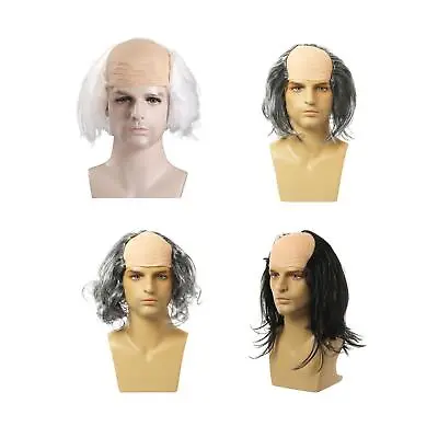 Old Man Bald Wig Cap Costume Party Wig Balding Crazy Scientists Wig For Theme • $11.39