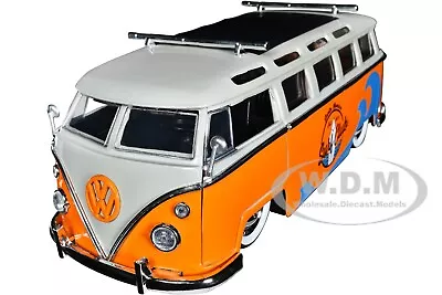 1962 Volkswagen Bus Orange & White W/surfboard 1/24 Diecast Model Car Jada 34231 • $19.99