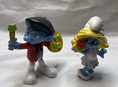 2011 The Smurfs McDonalds Happy Meal Toy - Painter Toy & Smurfette • $4