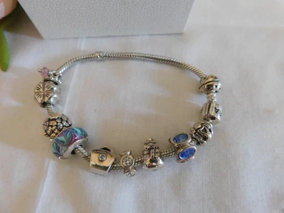 $246.76 • Buy Pandora Sterling Silver Beaded Charm Bracelet W/ Ten Charms