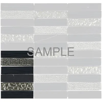 Metallic Cold Spray Black Marquina Marble Mosaic Tile Stacked Kitchen Backsplash • $2.99