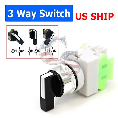3 Way ON/OFF AC DC 22mm ROTARY TWO POSITION SELECTOR SWITCH POWER LAY37 Lay 7 • $8.99