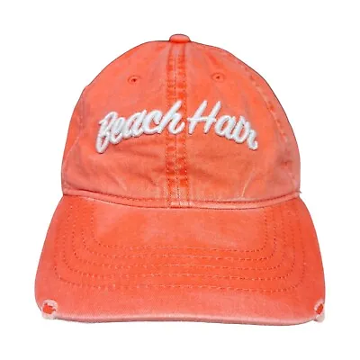 Beach Hair Orange Ball Cap Hat Adjustable Baseball Adult Distressed • $14.93