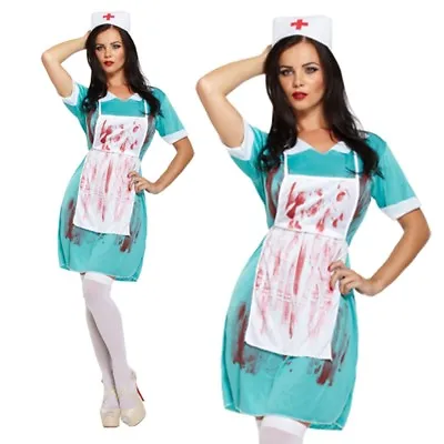 Adult Bloody Nurse Zombie Halloween Fancy Dress Party Costume UK Size 10-14 • £9.95