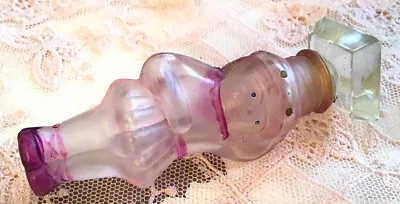 Antique Perfume Bottle Lie Down Miniature Doll Pink Glass Frosted • $49.99