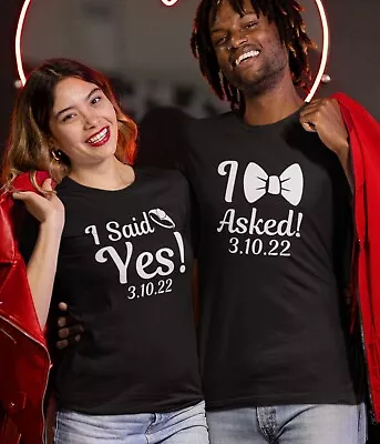 Personalised Date T-shirt Couple Matching Engagement Alentines Day Present Shirt • £10.99