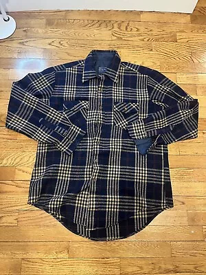 VINTAGE JCPenney Button Up Flannel Shirt Size Large Mens Shop Plaid 80s • $25