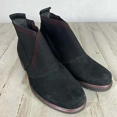 Munro Kinston Envelope Bootie Ankle Boot Black Nubuck 6.5 Elastic Top NWOB • $17.49