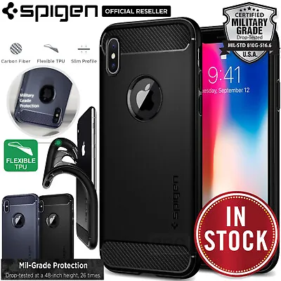 $22.99 • Buy For Apple IPhone X Case SPIGEN Rugged Armor Resilient Ultra Soft SLIM TPU Cover