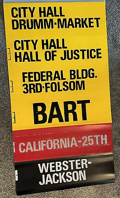 Bus Roll SAN FRANCISCO 60’s Vintage Destination Sign BART City Hall FEDERAL BLDG • $67