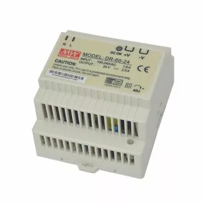 1pc 60W Din Rail Mounted 24VDC 2.5A Output Industrical Power Supply DR-60-24 • $22.37